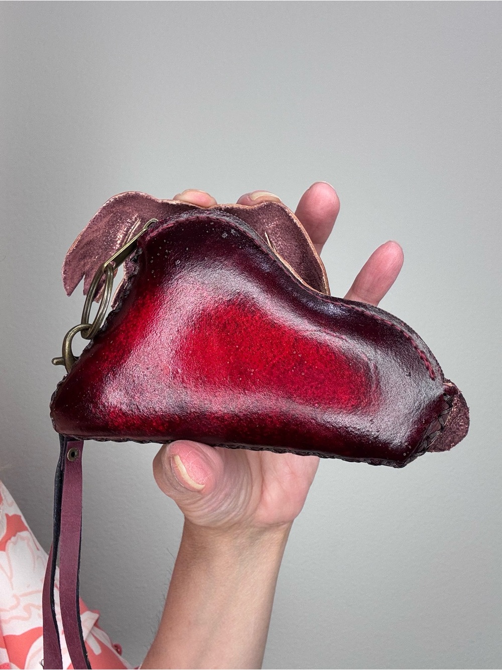 Dog handmade leather coin purse - Picture 3 of 10